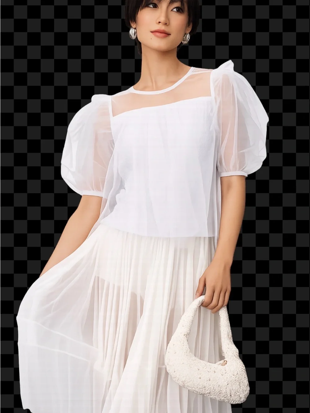 Anthropologie Sheer Puff - Sleeve Top Sz M -NWT